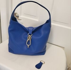 Dooney & Bourke Belvedere Logo Lock Pebble Grain Blue Shoulder Bag